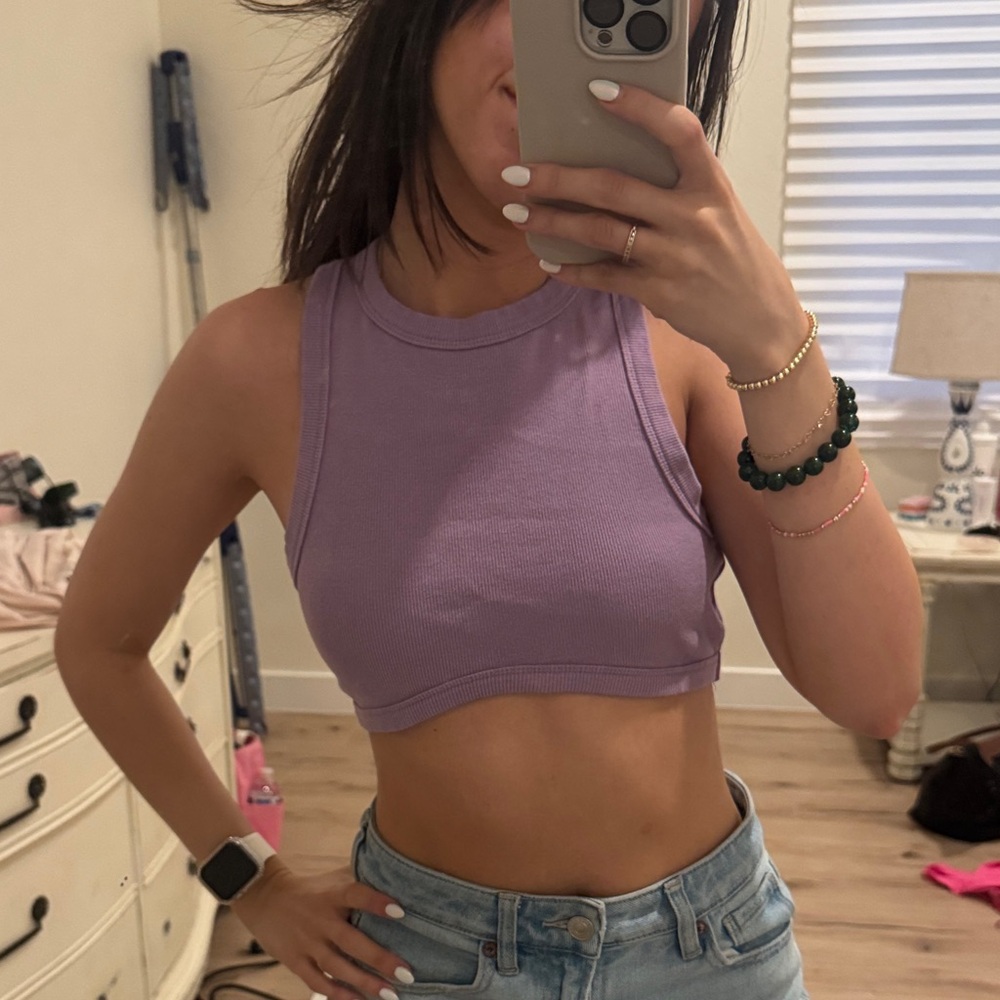 Women's Purple Sleeveless Crop Top